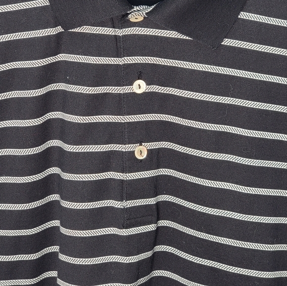 🏌‍♂️PETER MILLAR⛳️ PREMIUM💎GOLF POLO BLACK&WHITE STRIPED🏌SIZE L - Picture 3 of 8